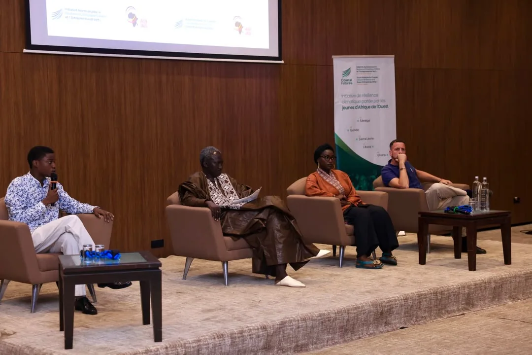 Panel at the official launch of Coastal Futures in Dakar, beneath the initiative's banner